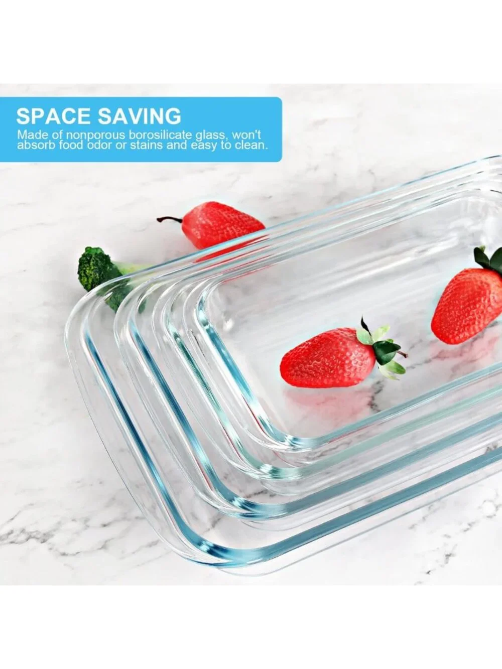 8-Piece Rectangular Glass Bakeware Set with Lids for Lasagna & Casseroles